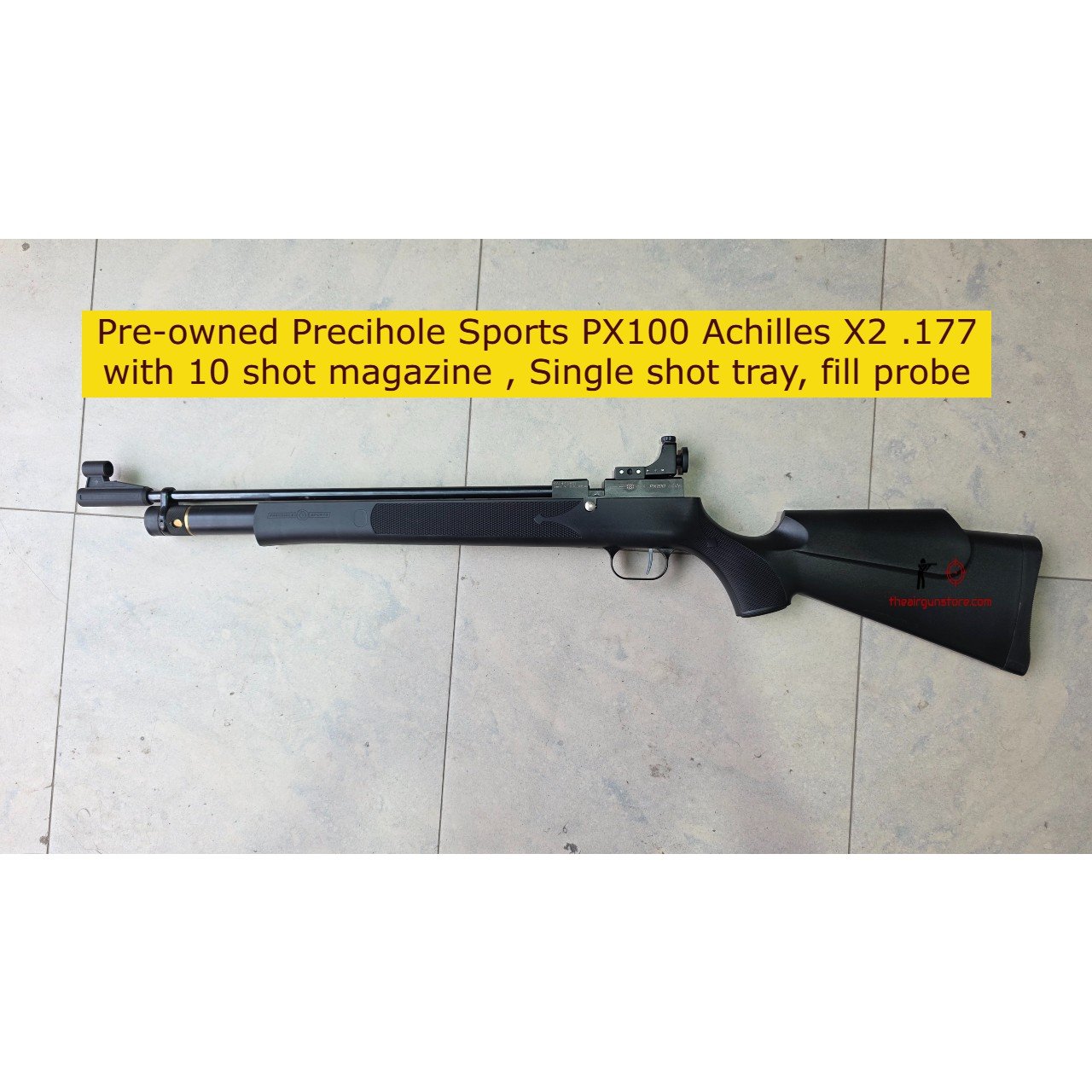 Pre-owned Precihole Sports PX100 Achilles X2 .177 with 10 shot magazine , Single shot tray, fill probe