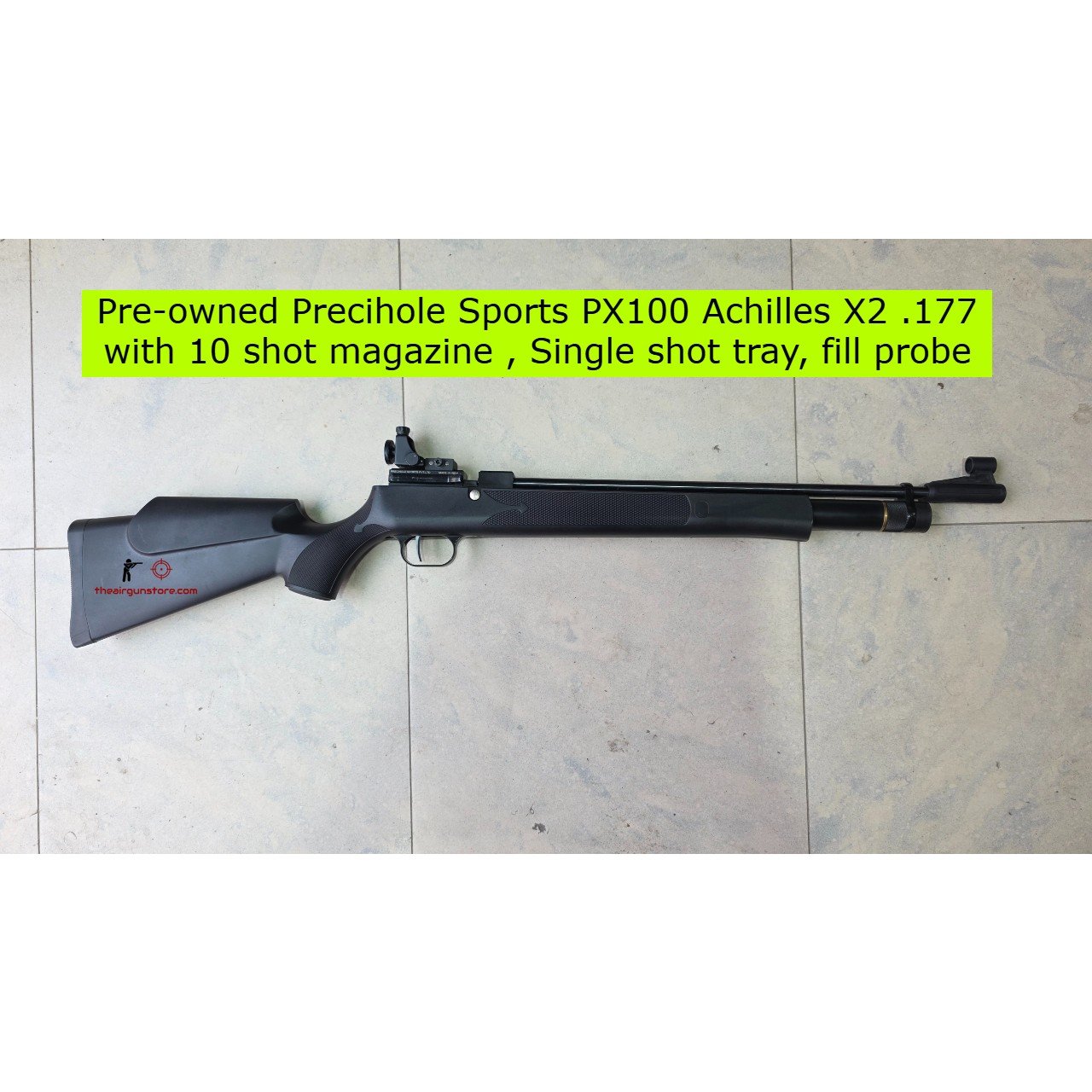 Pre-owned Precihole Sports PX100 Achilles X2 .177 with 10 shot magazine , Single shot tray, fill probe